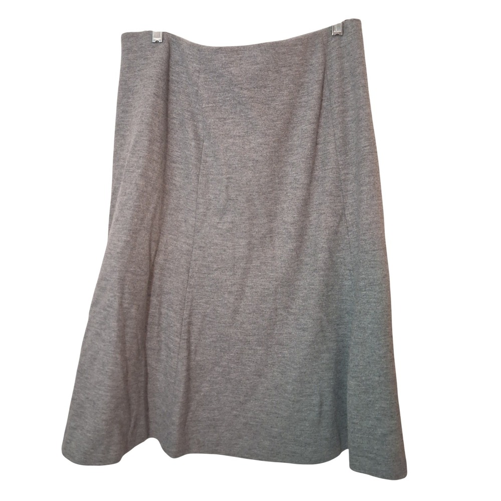 Uniqlo Grey Wool Blend A-Line Midi Skirt XL Heathered Knit Minimalist